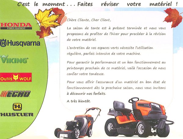 Forfaits Prévoyance Entretien Hiver 2014/15 - HERRIBERRY Motoculture<br />Votre partenaire côté jardin !<br />7 agences à votre service en Nouvelle Aquitaine